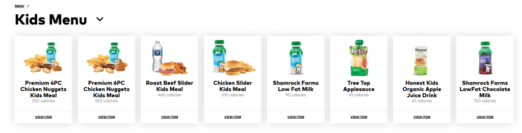 Arby's Kids Menu 